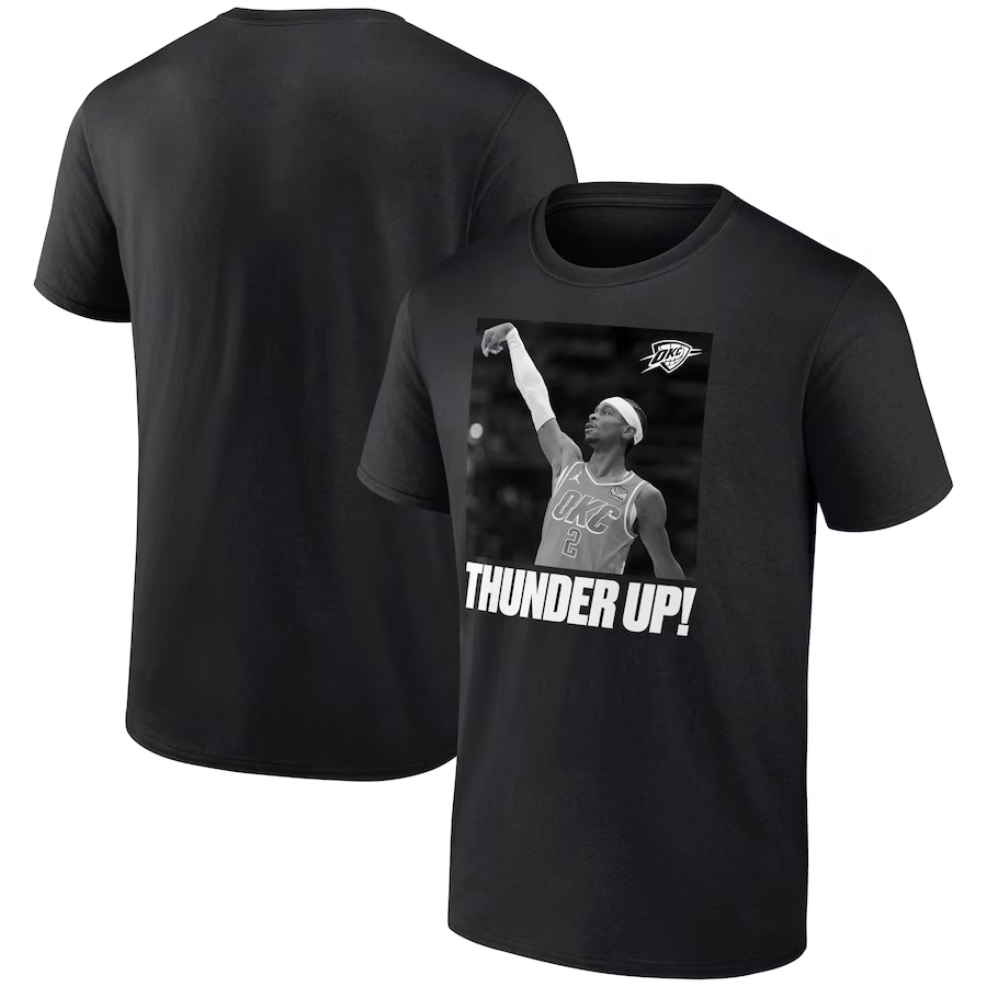 Men 2025 NBA Oklahoma City Thunder black T shirt style 2